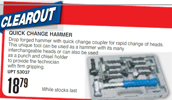 Quick Change Hammer - Clearout