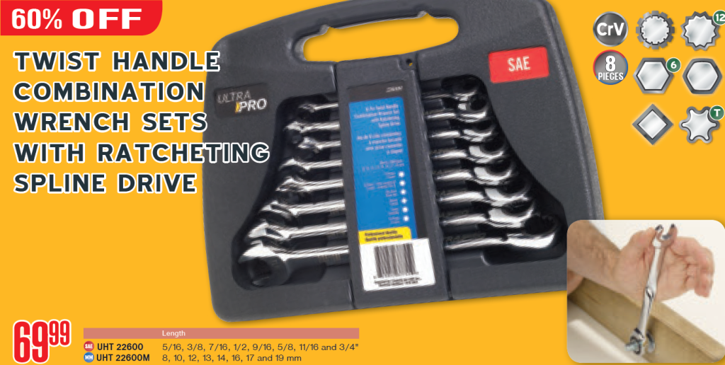 60 percent off Twist Handle Combination Wrench Set